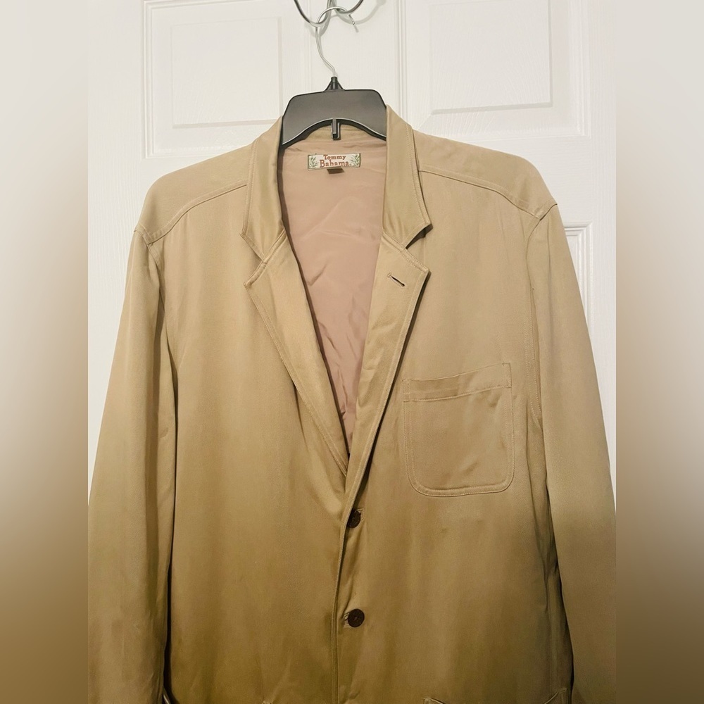 Tommy Bahama 100% Silk Tan Khaki Brown Jacket Size XL - Picture 2 of 7
